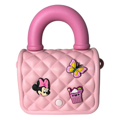 Sac à Main Rose en Silicone pour Enfant – Motifs Minnie & Charms