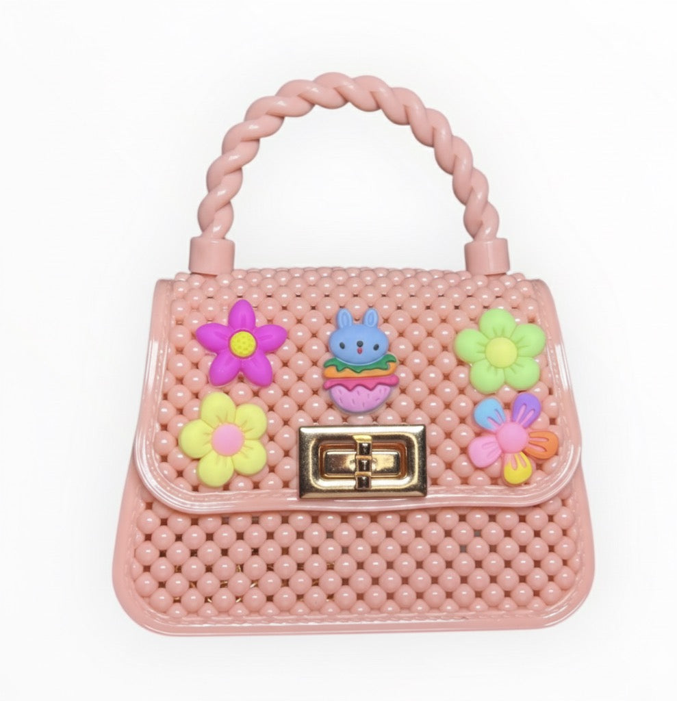 Sac à main perlé décoré fleurs et lapin – Style kawaii chic