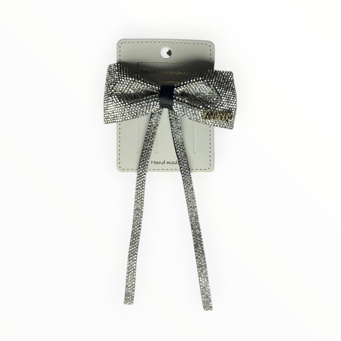 Barrette nœud argenté scintillant – Accessoire cheveux élégant et chic