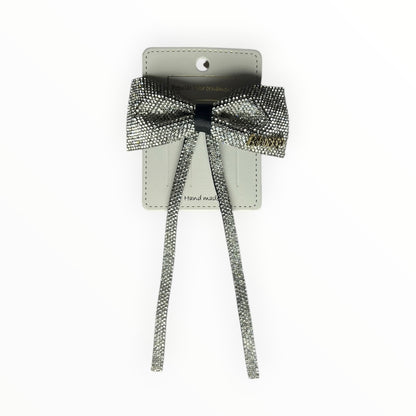 Barrette nœud argenté scintillant – Accessoire cheveux élégant et chic
