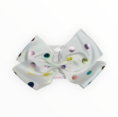 Barrette Nœud Fuchsia à Pois Colorés – Accessoire de cheveux tendance pour filles