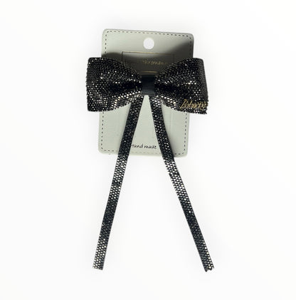 Barrette nœud argenté scintillant – Accessoire cheveux élégant et chic