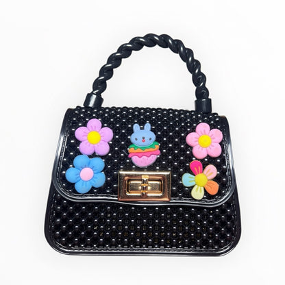 Sac à main perlé décoré fleurs et lapin – Style kawaii chic