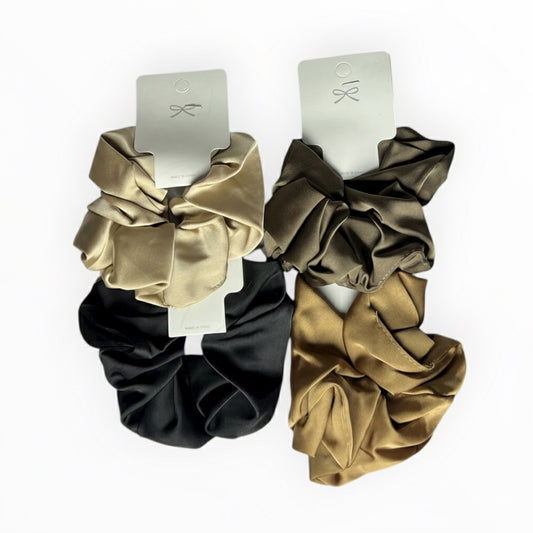 Lot de 4 chouchous en satin – Tons neutres et élégants